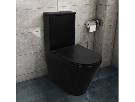 Унитаз-компакт Azario Black Queen AZ-8380 605х370х800 матовый черный, безободковый - фото 2