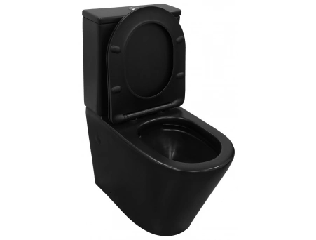 Унитаз-компакт Azario Black Queen AZ-8380 605х370х800 матовый черный, безободковый - фото 8