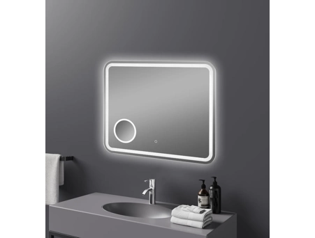 Зеркало Gair Vog 100x70 (LED) с увеличительным зеркалом, подсветкой, антизапотеванием и часами - фото 3