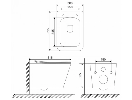 Унитаз подвесной Sole Cube Pro безободковый, сиденье тонкое с микролифтом - фото 10