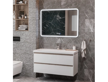 Зеркало Mirsant Harmony 100х70 c подсветкой, подогревом, часами и датчиком температуры - фото 3