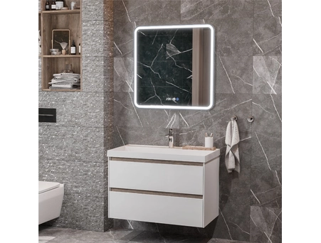 Зеркало Mirsant Harmony 70х70 c подсветкой, подогревом, часами и датчиком температуры - фото 3