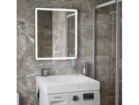 Зеркало Mirsant Harmony 70х70 c подсветкой, подогревом, часами и датчиком температуры - фото 5