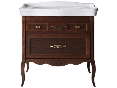 Комплект мебели для ванной ASB-Woodline Модерн 85 антикварный орех (тумба с раковиной, зеркало) - фото 8