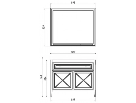 Комплект мебели для ванной ASB-Woodline Монте 100 благородный бежевый (тумба с раковиной, зеркало) - фото 23