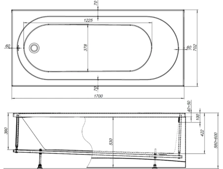 Акриловая ванна Aquanet Lotos 170x70 (каркас, экран) 00334159 - фото 16