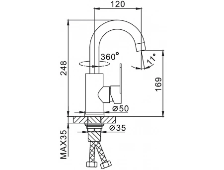 Смеситель для кухни Frap F1348 из нержавеющей стали - фото 7