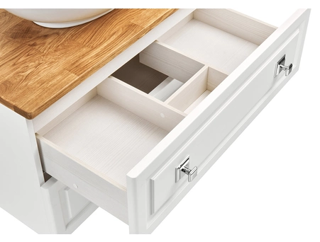 Комплект мебели для ванной ASB-Woodline Каталина 80 слоновая кость (тумба с раковиной, зеркало) - фото 8