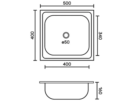 Кухонная мойка Fabia 504006 50x40 накладная, без отверстия для смесителя (с сифоном) - фото 4