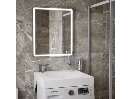 Зеркало Mirsant Harmony 80х70 c подсветкой, подогревом, часами и датчиком температуры - фото 5
