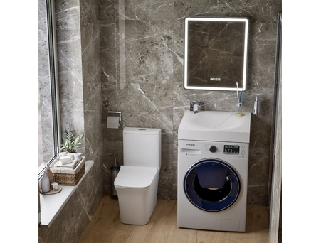 Зеркало Mirsant Harmony 80х70 c подсветкой, подогревом, часами и датчиком температуры - фото 4