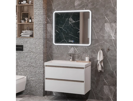 Зеркало Mirsant Harmony 80х70 c подсветкой, подогревом, часами и датчиком температуры - фото 3