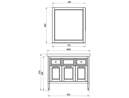 Комплект мебели ASB-Woodline Гранда 105 Grigio из массива ясеня (тумба с раковиной, зеркало) - фото 11