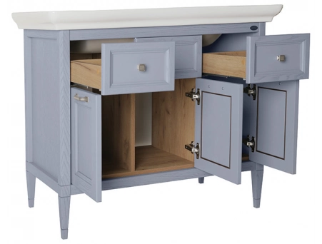 Комплект мебели ASB-Woodline Гранда 105 Grigio из массива ясеня (тумба с раковиной, зеркало) - фото 5