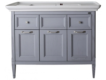 Комплект мебели ASB-Woodline Гранда 105 Grigio из массива ясеня (тумба с раковиной, зеркало) - фото 4