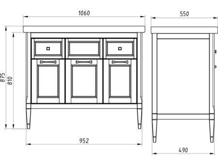 Комплект мебели ASB-Woodline Гранда 105 Grigio из массива ясеня (тумба с раковиной, зеркало) - фото 9