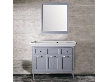 Комплект мебели ASB-Woodline Гранда 105 Grigio из массива ясеня (тумба с раковиной, зеркало)