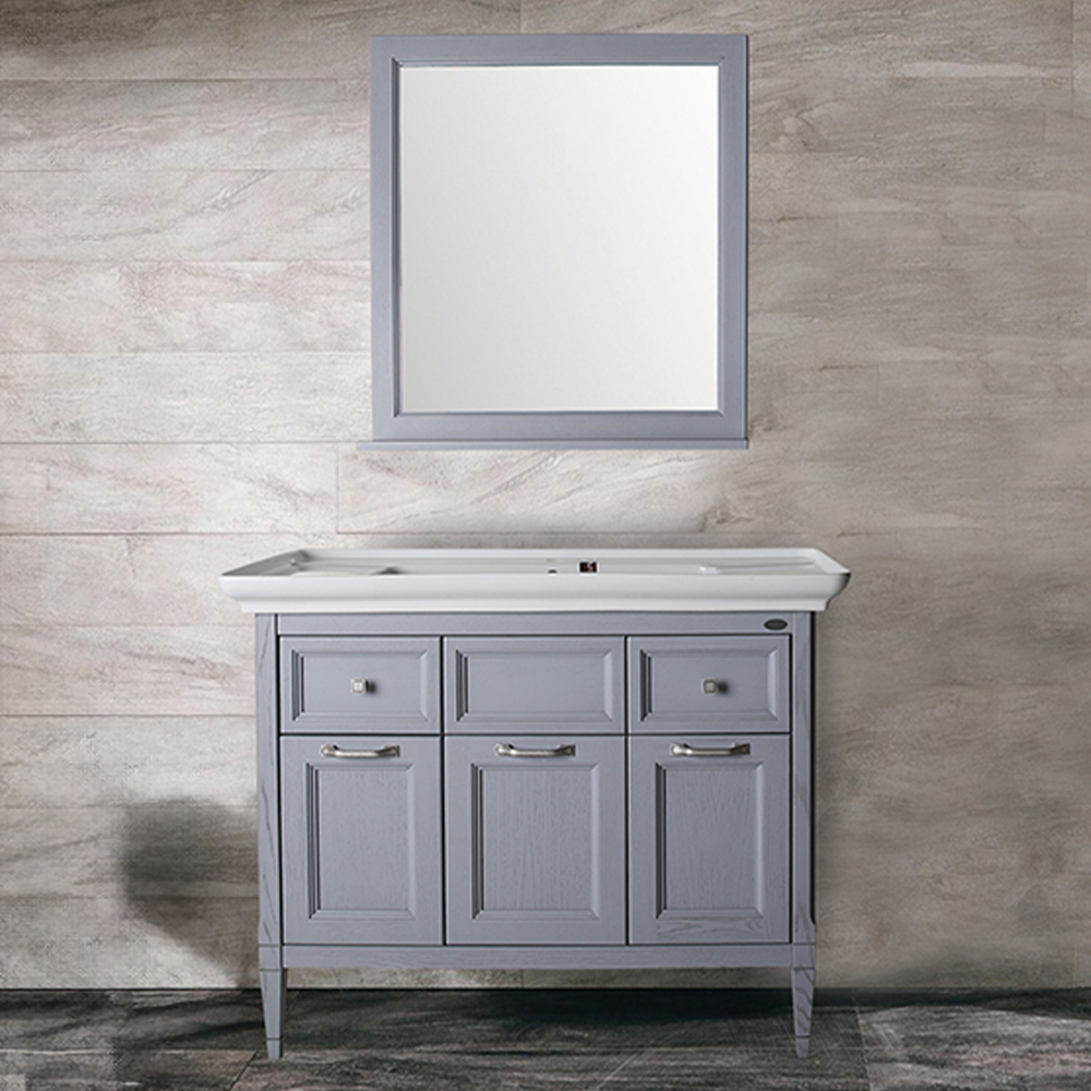 Комплект мебели ASB-Woodline Гранда 105 Grigio (тумба с раковиной, зеркало)