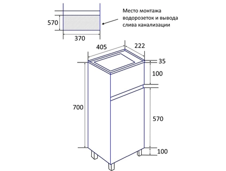 Тумба с раковиной Azario Эстима 40Н правая (Миранда 40) CS00094580 - фото 6
