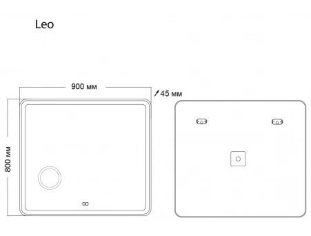Зеркало Grossman Leo 90x80 (LED) с увеличительным стеклом и подогревом 169080 - фото 5