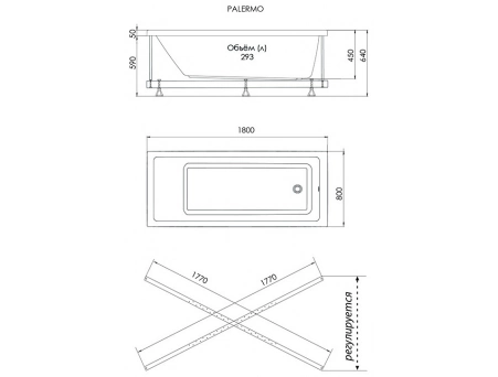 Ванна акриловая 1ACReal Palermo 180x80 (на каркасе) Щ0000028758 - фото 12
