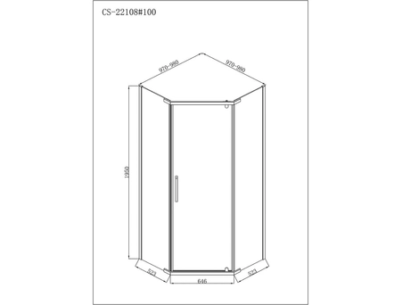 Душевой уголок Loranto Neo CS-22108-100 100x100 с хромированным профилем, прозрачным стеклом - фото 3