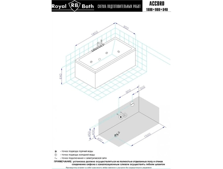 Акриловая ванна Royal Bath Accord Comfort 180х90 (с гидромассажем) 1181-01 - фото 4
