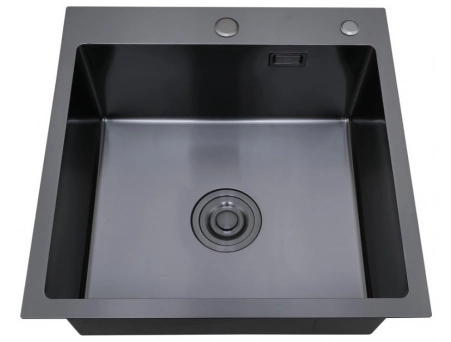 Кухонная мойка РМС MR-5050BL 50x50 графит (корзина раздвижная, дозатор, сифон) - фото 4