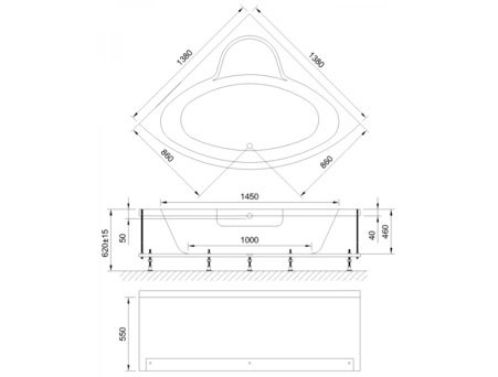Акриловая ванна Royal Bath Fanke Comfort 140х140 (с гидромассажем) 1227-01 - фото 3