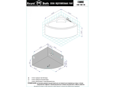 Акриловая ванна Royal Bath Fanke Comfort 140х140 (с гидромассажем) 1227-01 - фото 4