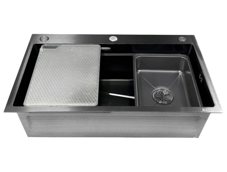 Кухонная мойка Redo Franco Set-12 Black 75x46x22 рифленое покрытие F12-HC-7546B