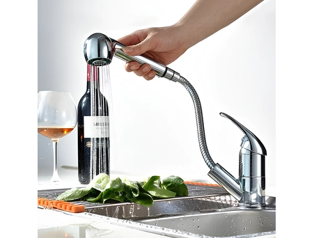 Смеситель для кухни Frap F6003 вытяжной, хромированный - фото 2