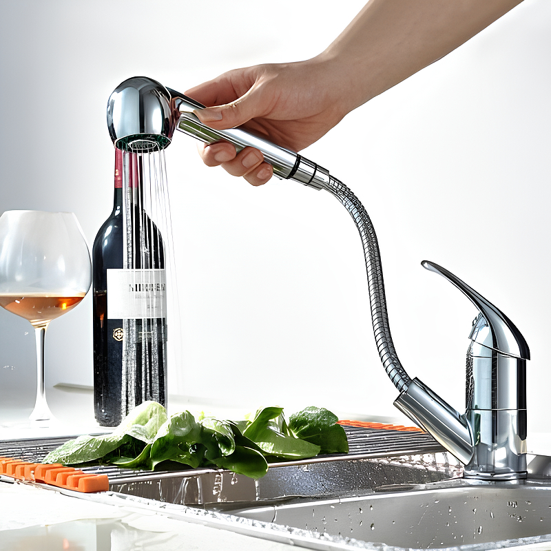 Смеситель для кухни Frap F6003 вытяжной, хромированный