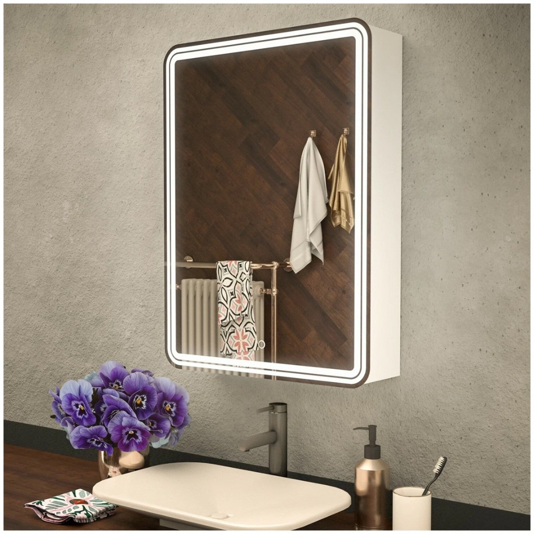 Зеркало-шкаф Azario Adriana 1Л 60x80 сенсорное, с LED подсветкой и диммером CS00066642