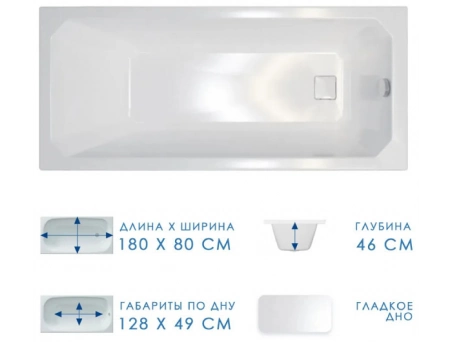 Акриловая ванна Triton Прага 180x80 (с каркасом) Щ0000049119 - фото 7