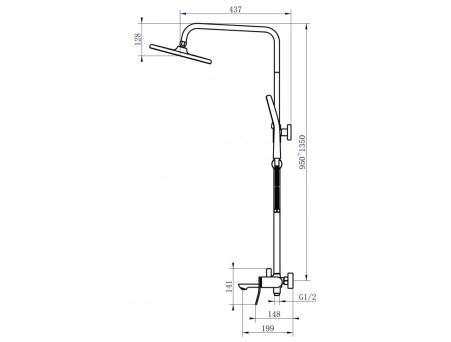 Душевая стойка со смесителем Azario Escaro графит AZ-K2374GR - фото 9