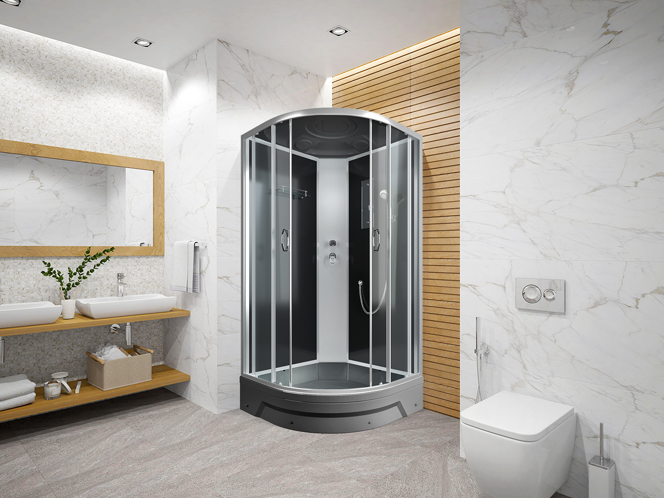 Душевая кабина Erlit ER 350926-C2-RUS Gray 90x90 со средним поддоном, тонированным стеклом