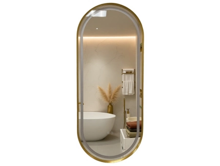 Зеркало Azario Блейк 50х120 АZ-LED011625 (LED) сенсорное, с подогревом, матовое золото - фото 4