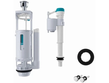 Арматура для бачка унитаза Iddis Optima Home F012400-01K нижний подвод, с двойной клавишей, 1/2