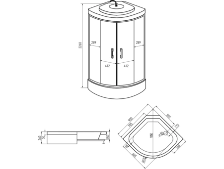 Душевая кабина Erlit ER 350926-C2-RUS 90x90 со средним поддоном, тонированным стеклом - фото 8