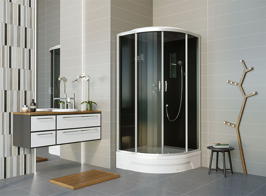 Душевая кабина Erlit ER 350926-C2-RUS 90x90 со средним поддоном, тонированным стеклом