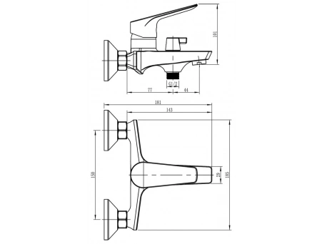 Смеситель для ванны Loranto Gracia хромированный LR30128001 - фото 7