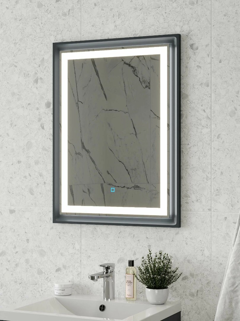 Зеркало Hayzburg Emilia 60x80 серое, с LED подсветкой, сенсорное