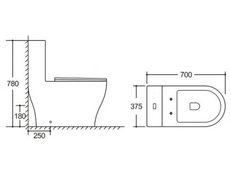Унитаз моноблок Grossman Classic GR-4488SQ 700x375x780 безободковый, торнадо - фото 11
