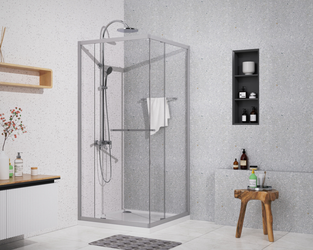 Душевой уголок Azario Monako 90x90 с хромированным профилем, прозрачным стеклом AZ-L47-90-CH-CL