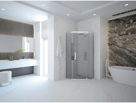 Душевой уголок Alex Baitler AB25100S2 100x100 с хромированным профилем, тонированным стеклом - фото 2