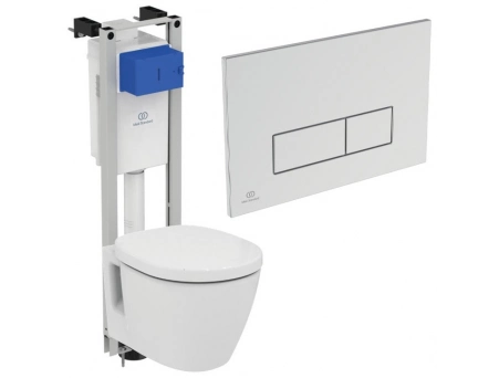 Набор 4 в 1 Ideal Standard: подвесной унитаз Connect E803501, инсталляция ProSys Eco Frame M E233267, сиденье с крышкой E712701, смывная клавиша OLEAS хром R0121AA