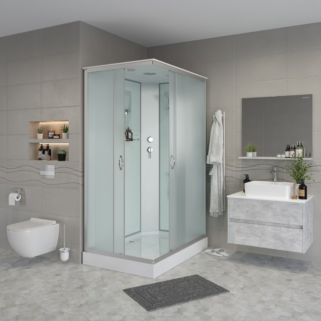 Душевая кабина Niagara Classic NG-43085-14Q 100x80 с низким поддоном, матовым стеклом