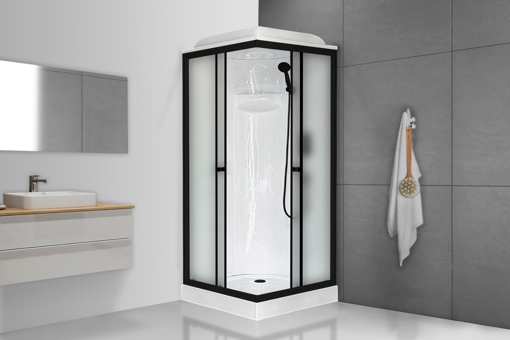Душевая кабина Royal Bath RB 80HP1-M 80х80 с низким поддоном, матовым стеклом