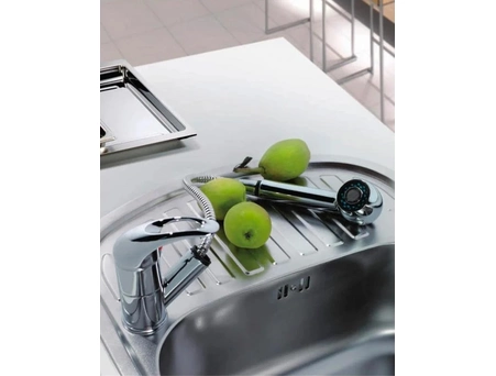 Смеситель для кухни Frap F6002-B вытяжной, хромированный - фото 2